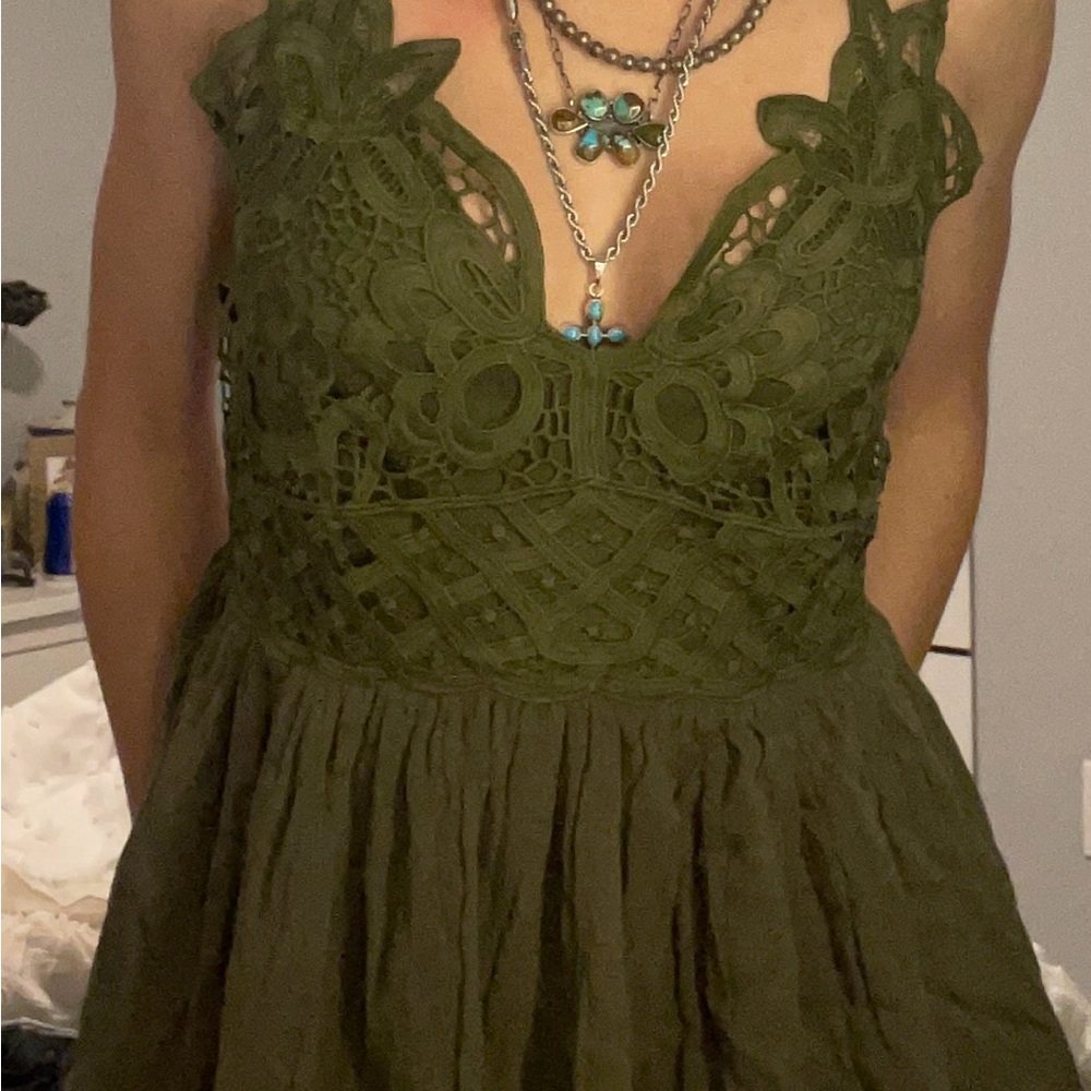 Elegant Olive Green Lace top
